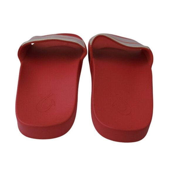 OluKai Kīpuni Limited Edition Lehua Flower / Stripe Slide Sandals Women's Sz 8 - Picture 4 of 9